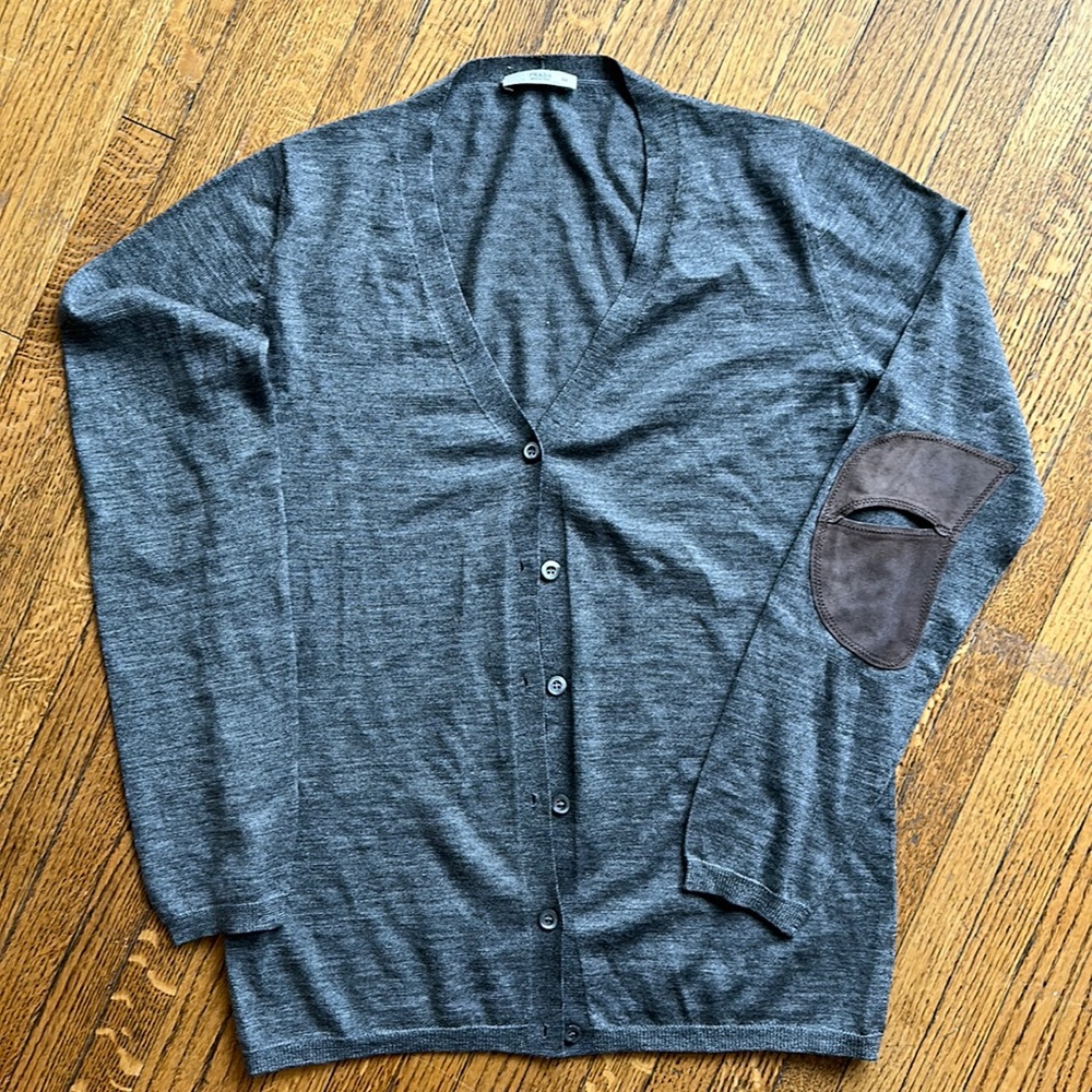Prada Grey Cardigan with Elbow Patches